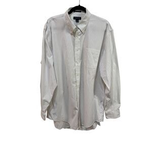 Lands' End Oxford Shirt‎ Striped Button Down No Iron Tall Fit 17 1/2-36